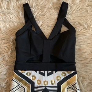 Black and white with gold dress